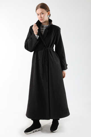 Kruvaze Kapama Apolet Detaylı  Kaban Füme - 3