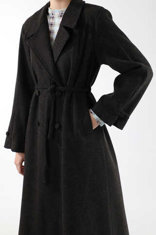 Kruvaze Kapama Apolet Detaylı  Kaban Füme - 4