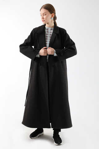 Kruvaze Kapama Apolet Detaylı  Kaban Füme - 5