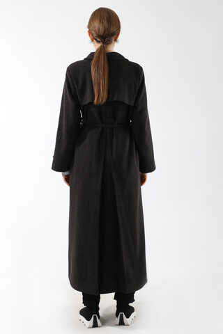 Kruvaze Kapama Apolet Detaylı  Kaban Füme - 6