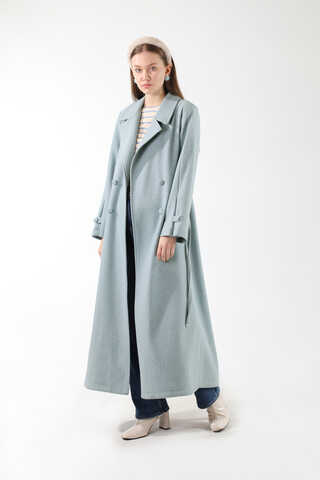 Kruvaze Kapama Apolet Detaylı  Kaban Bebe Mavisi - 1