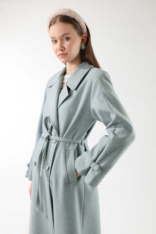 Kruvaze Kapama Apolet Detaylı  Kaban Bebe Mavisi - 2