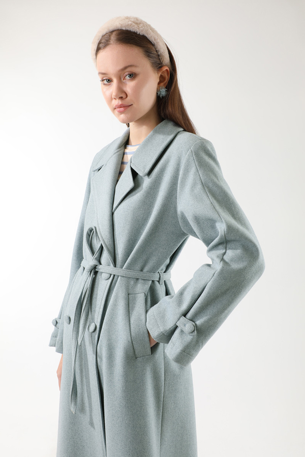 Kruvaze Kapama Apolet Detaylı  Kaban Bebe Mavisi - 2