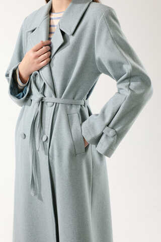 Kruvaze Kapama Apolet Detaylı  Kaban Bebe Mavisi - 4