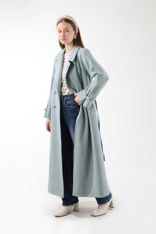 Kruvaze Kapama Apolet Detaylı  Kaban Bebe Mavisi - 5