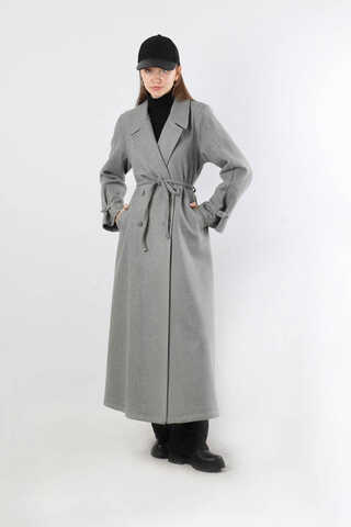 Kruvaze Kapama Apolet Detaylı  Kaban Gri - 3