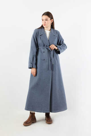 Kruvaze Kapama Apolet Detaylı  Kaban İndigo - 1