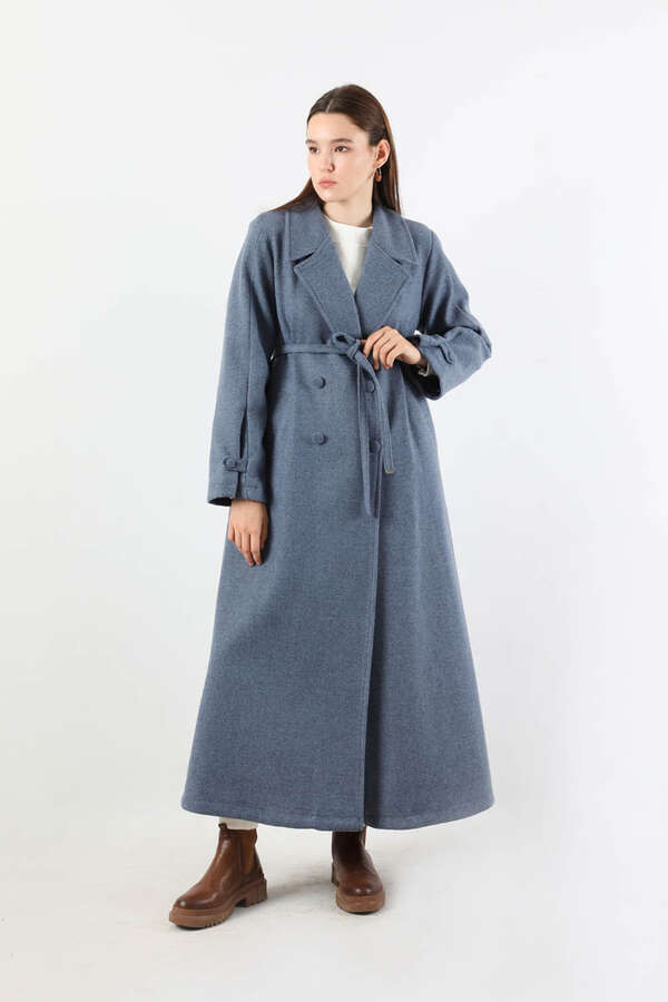 Kruvaze Kapama Apolet Detaylı  Kaban İndigo - 1