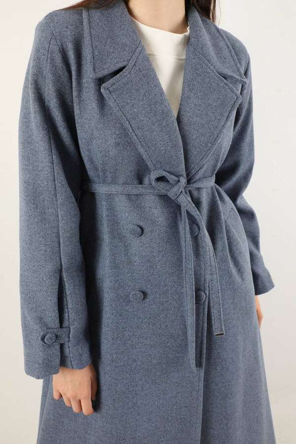 Kruvaze Kapama Apolet Detaylı  Kaban İndigo - 2