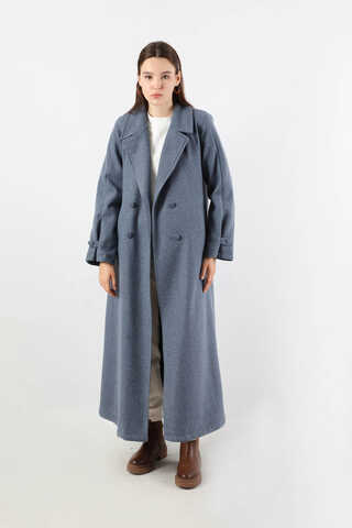 Kruvaze Kapama Apolet Detaylı  Kaban İndigo - 3