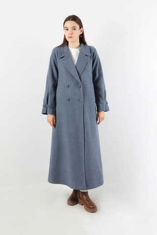 Kruvaze Kapama Apolet Detaylı  Kaban İndigo - 5