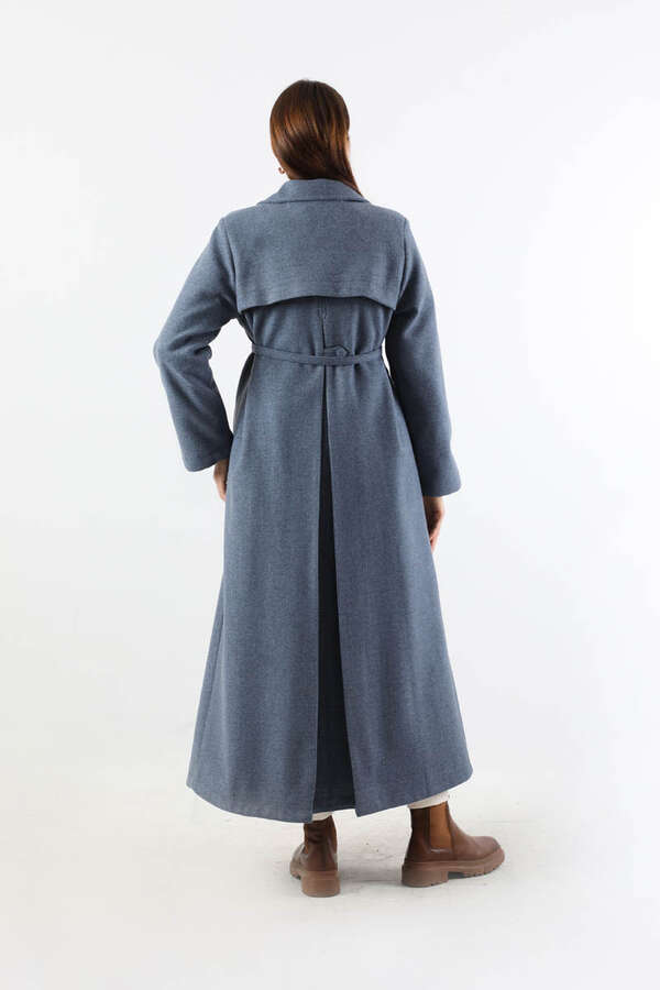 Kruvaze Kapama Apolet Detaylı  Kaban İndigo - 6