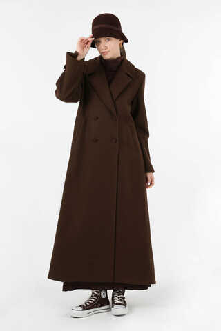 Kruvaze Kapama Apolet Detaylı  Kaban Kahve - 2