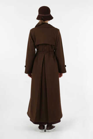 Kruvaze Kapama Apolet Detaylı  Kaban Kahve - 6