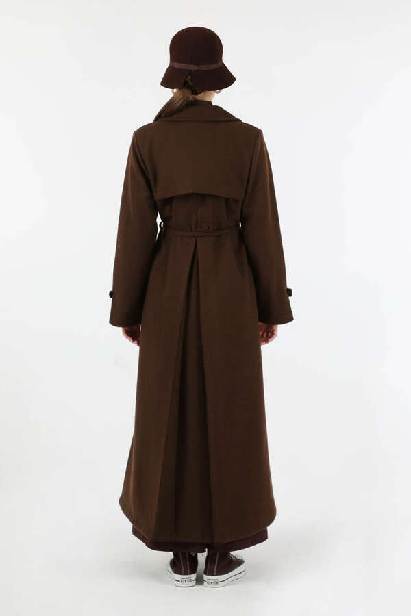 Kruvaze Kapama Apolet Detaylı  Kaban Kahve - 6