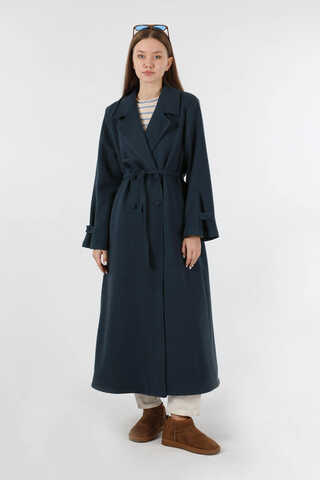 Kruvaze Kapama Apolet Detaylı  Kaban Lacivert - 3