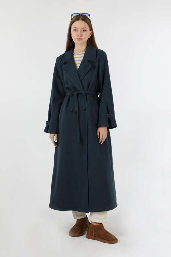 Kruvaze Kapama Apolet Detaylı  Kaban Lacivert - 3