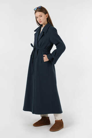 Kruvaze Kapama Apolet Detaylı  Kaban Lacivert - 5