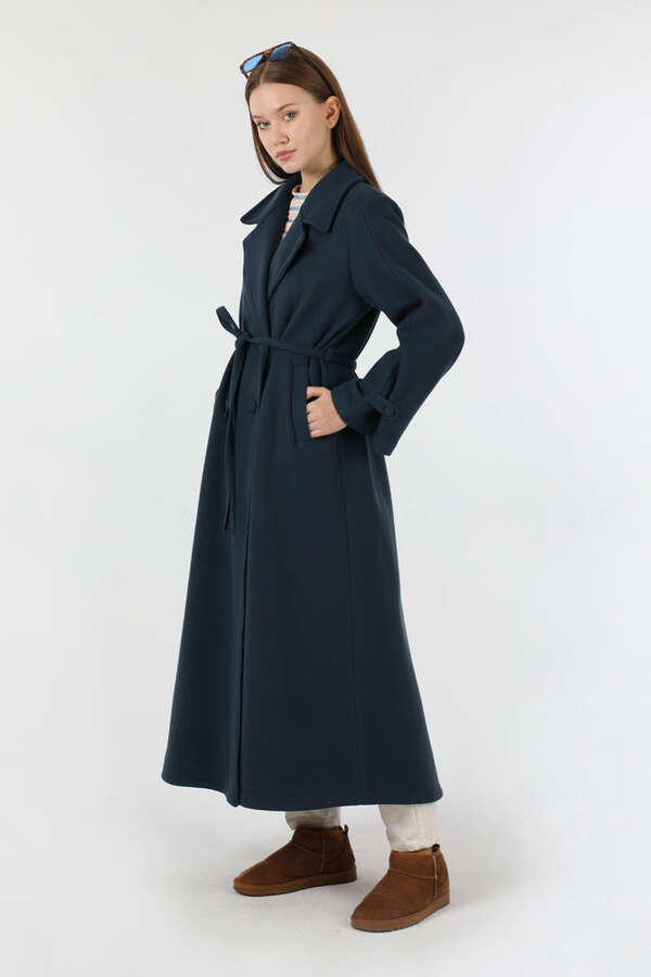 Kruvaze Kapama Apolet Detaylı  Kaban Lacivert - 5