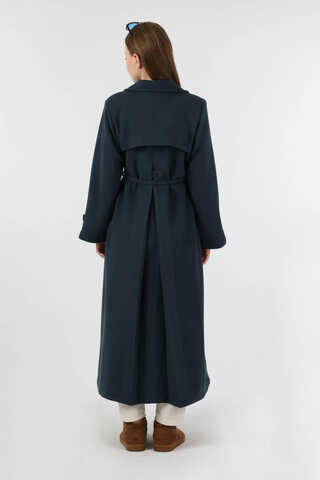 Kruvaze Kapama Apolet Detaylı  Kaban Lacivert - 6