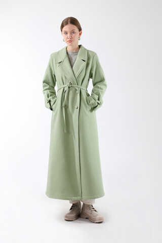 Kruvaze Kapama Apolet Detaylı  Kaban Mint - 3