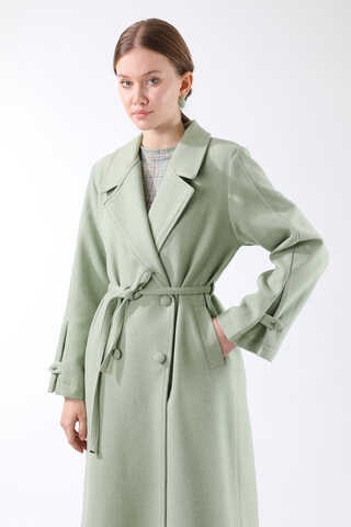 Kruvaze Kapama Apolet Detaylı  Kaban Mint - 4