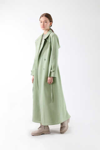 Kruvaze Kapama Apolet Detaylı  Kaban Mint - 5