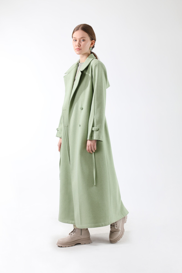 Kruvaze Kapama Apolet Detaylı  Kaban Mint - 5