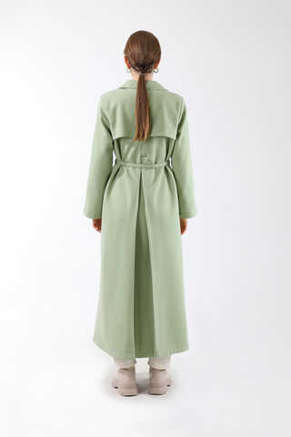 Kruvaze Kapama Apolet Detaylı  Kaban Mint - 6