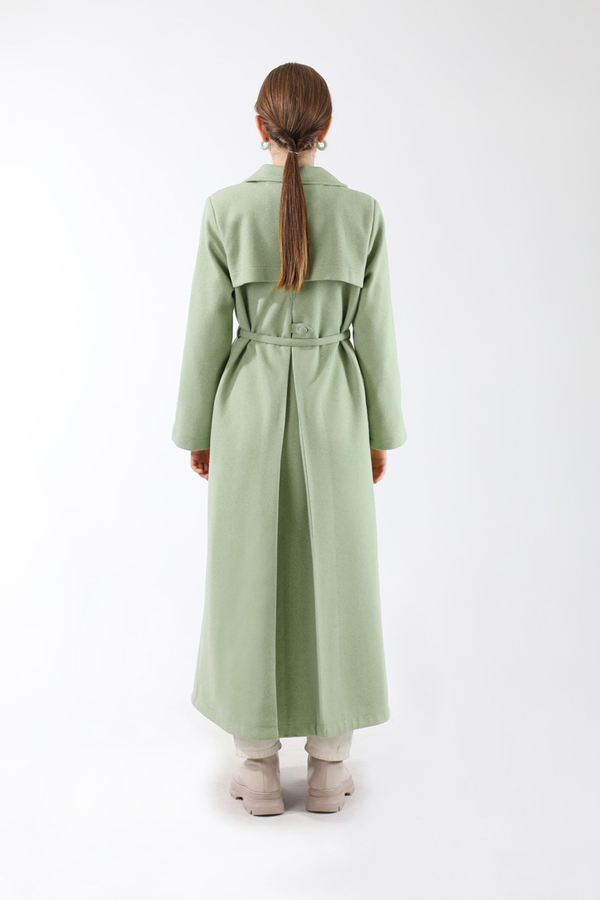 Kruvaze Kapama Apolet Detaylı  Kaban Mint - 6