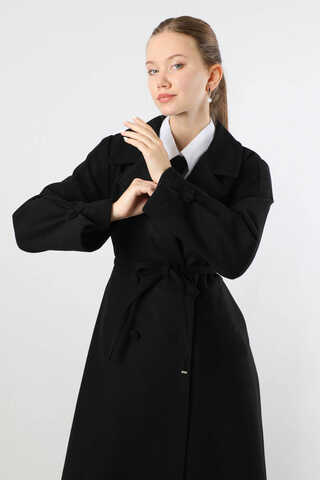 Kruvaze Kapama Apolet Detaylı  Kaban Siyah - 4