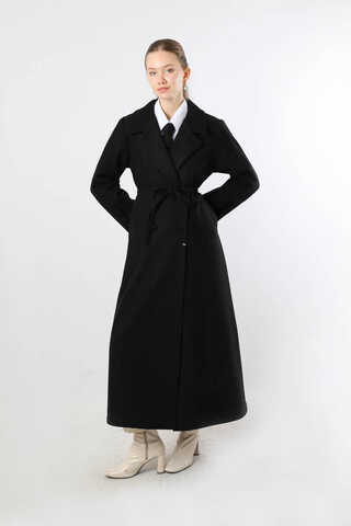 Kruvaze Kapama Apolet Detaylı  Kaban Siyah - 5