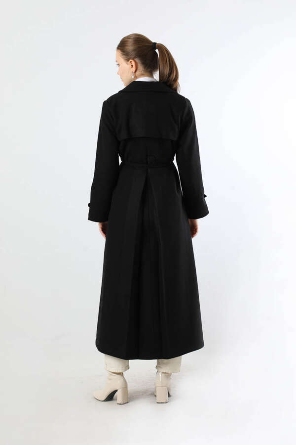 Kruvaze Kapama Apolet Detaylı  Kaban Siyah - 6