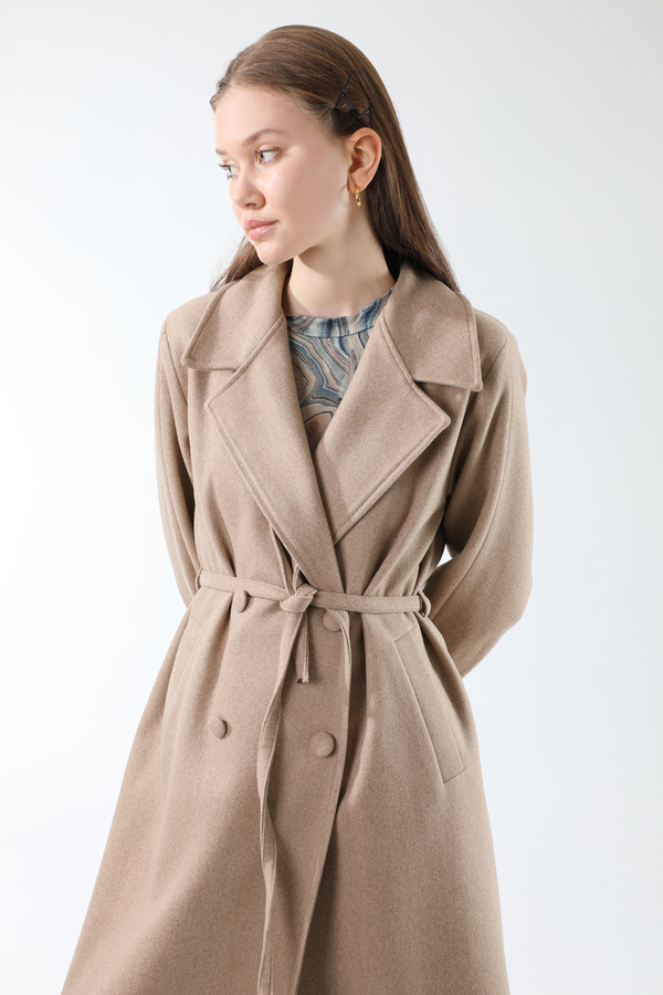 Kruvaze Kapama Apolet Detaylı  Kaban Vizon - 2