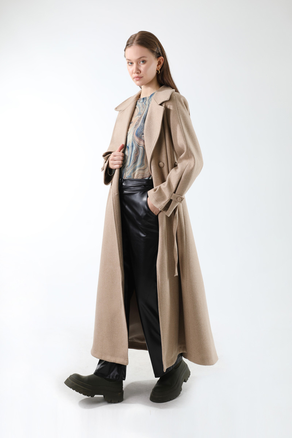 Kruvaze Kapama Apolet Detaylı  Kaban Vizon - 5