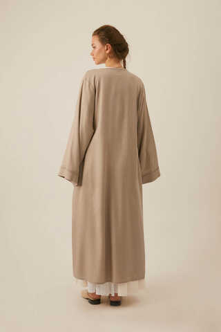 Kruvaze Keten Kimono Bej - 5