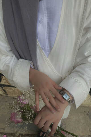 Kruvaze Keten Kimono Beyaz - 3