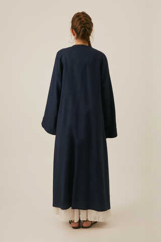 Kruvaze Keten Kimono Lacivert - 10