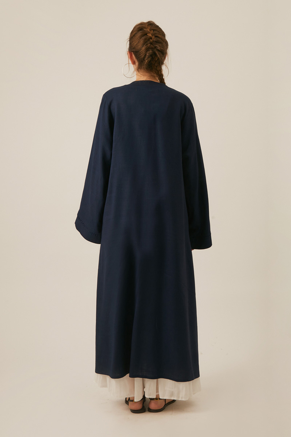 Kruvaze Keten Kimono Lacivert - 10
