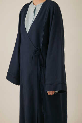 Kruvaze Keten Kimono Lacivert - 9
