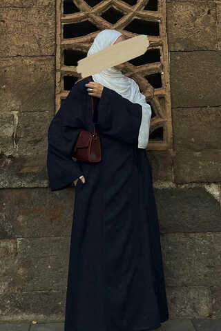 Kruvaze Keten Kimono Lacivert - 1