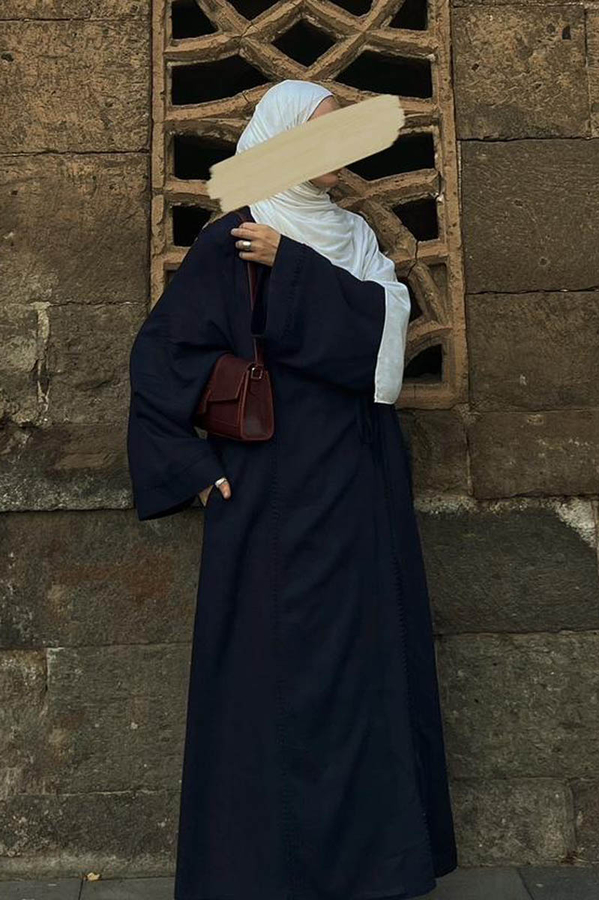 Kruvaze Keten Kimono Lacivert - 1