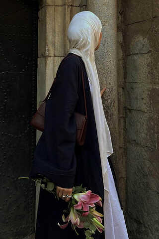 Kruvaze Keten Kimono Lacivert - 4