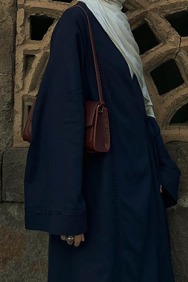 Kruvaze Keten Kimono Lacivert - 5