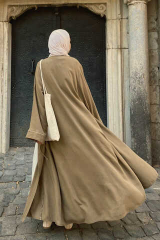 Kruvaze Keten Kimono Toprak - 4