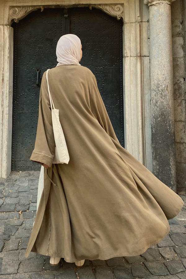 Kruvaze Keten Kimono Toprak - 4