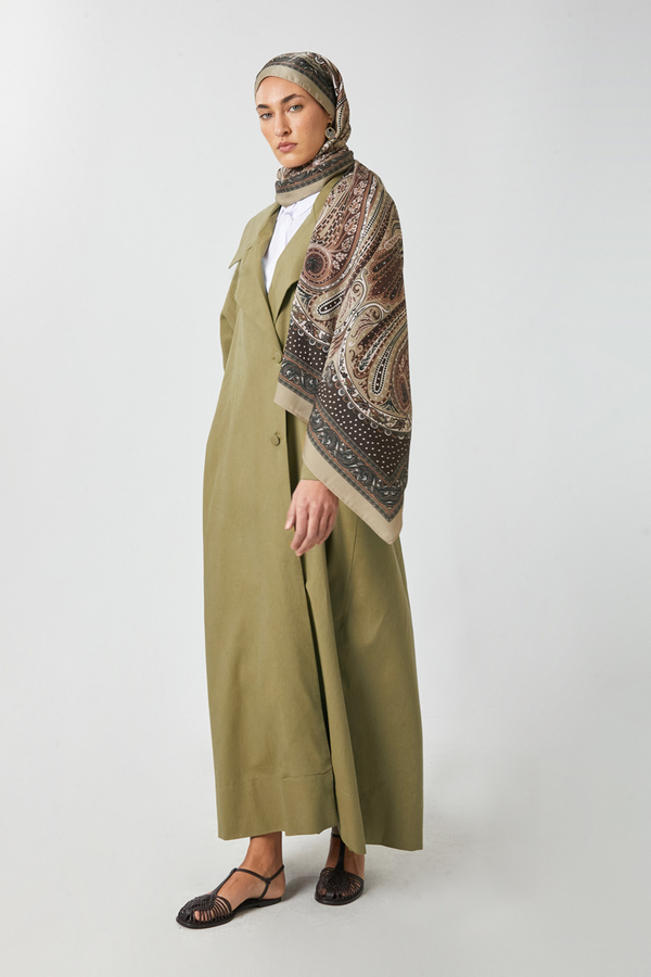 Kruvaze Keten Trenç Haki - 9