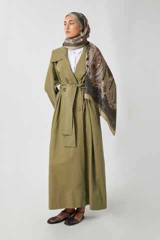 Kruvaze Keten Trenç Haki - 10