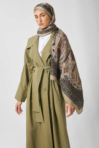 Kruvaze Keten Trenç Haki - 12