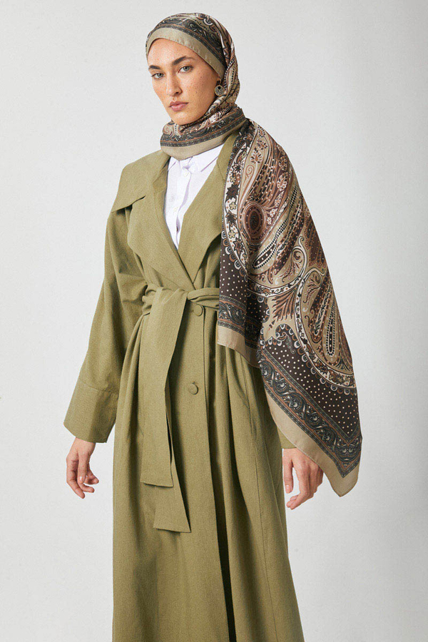 Kruvaze Keten Trenç Haki - 12